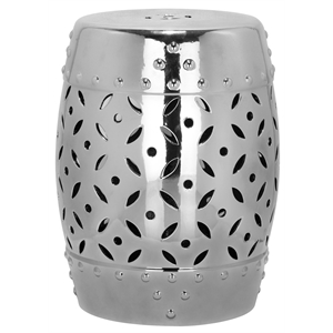 Hawthorne Collection Ceramic Garden Stool in Silver