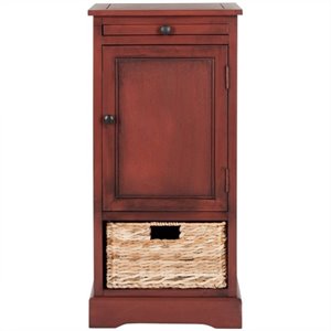 hawthorne collection pine wood tall storage unit in red