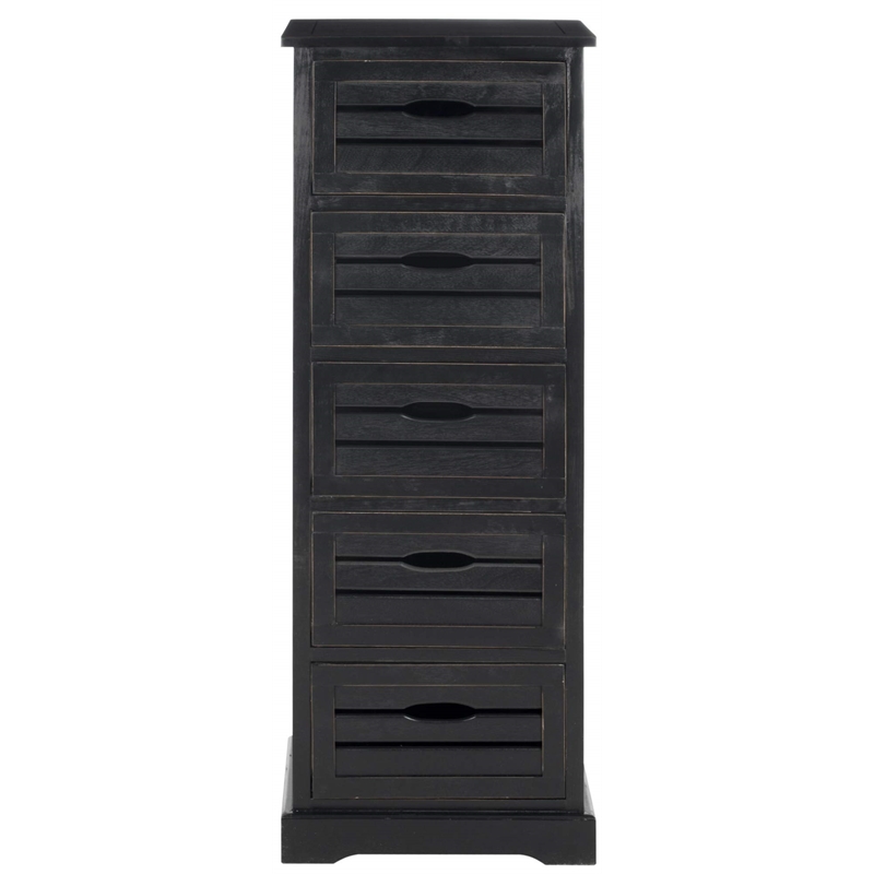 Hawthorne Collection Pine 5 Drawer Cabinet in Black