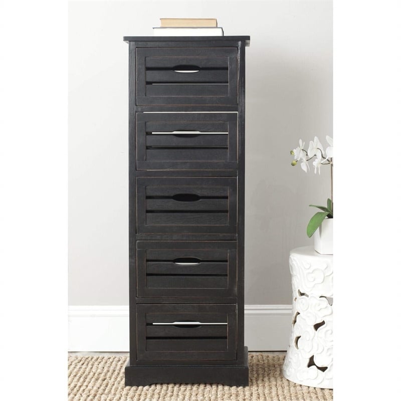 Hawthorne Collection Pine 5 Drawer Cabinet in Grey