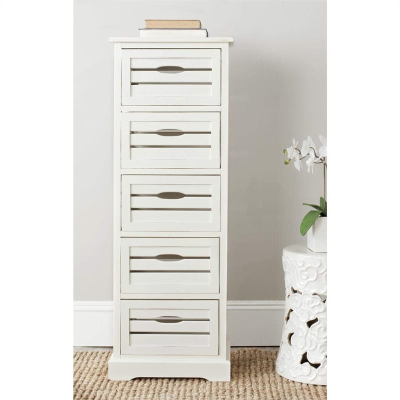 Hawthorne Collection Pine 5 Drawer Cabinet in Grey