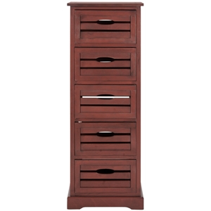 Hawthorne Collection Pine 5 Drawer Cabinet in Red