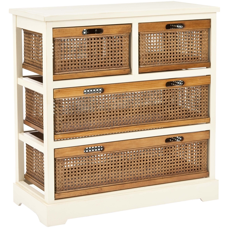 Hawthorne Collection Pine 4 Drawer Storage Cabinet in White