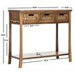 Hawthorne Collection Elm Wood 3 Drawer Console in Brown