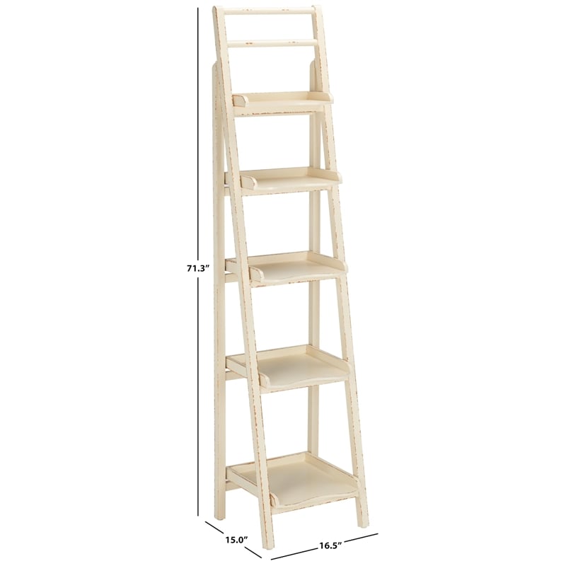 Hawthorne Collection Pine Wood Leaning Etagere in Ivory