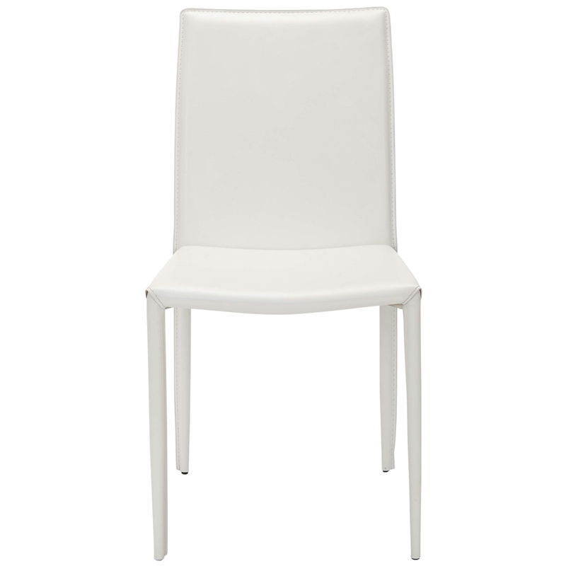 Hawthorne Collection Iron and Leather Dining Chair in White (set of 2)