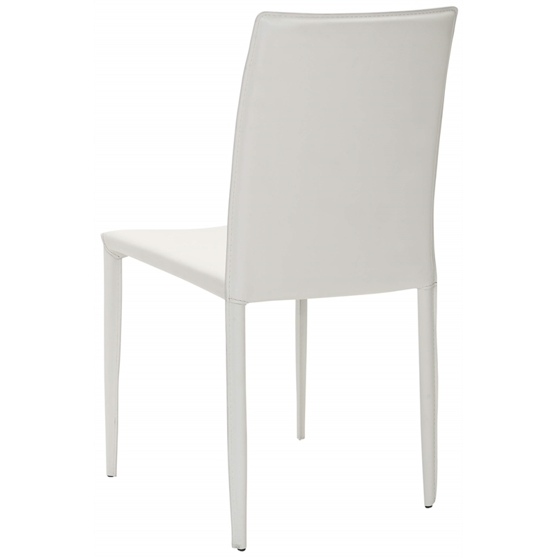 Hawthorne Collection Iron and Leather Dining Chair in White (set of 2)