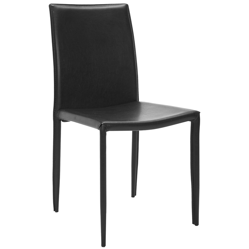 Hawthorne Collection Iron and Leather Dining Chair in Black (set of 2)