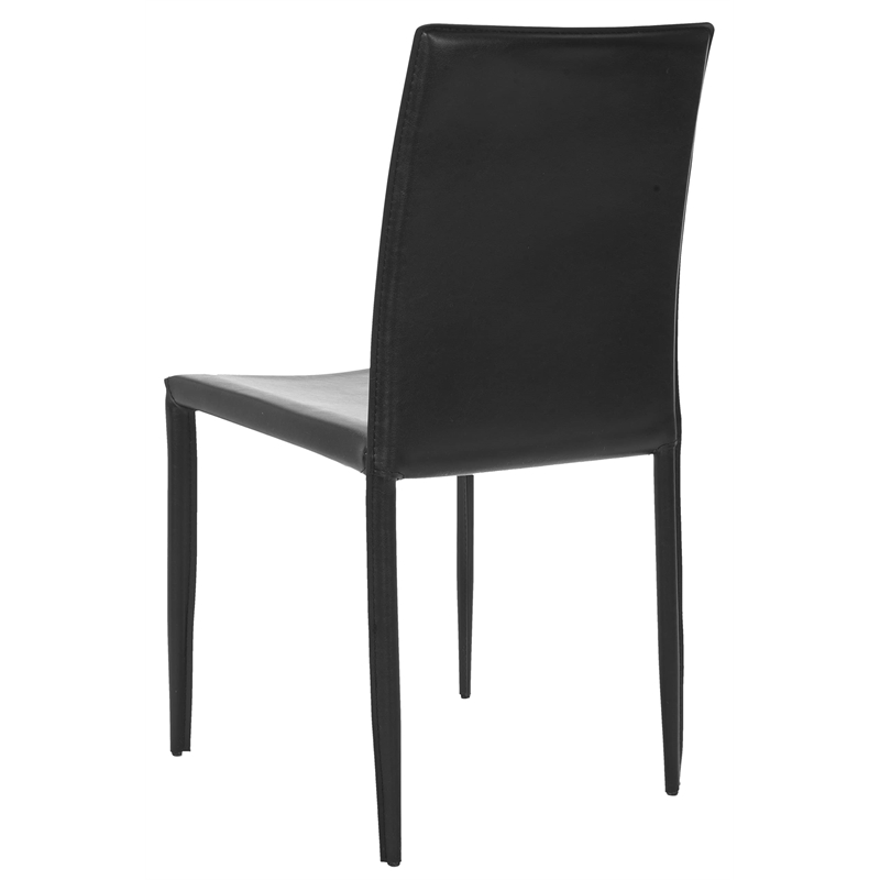 Hawthorne Collection Iron and Leather Dining Chair in Black (set of 2)