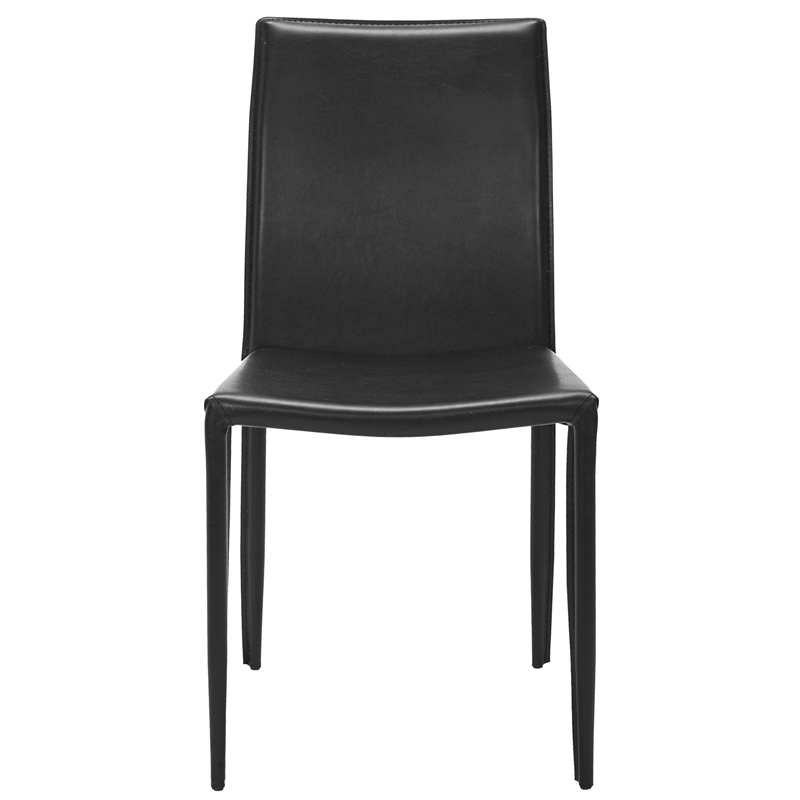 Hawthorne Collection Iron and Leather Dining Chair in Black (set of 2)
