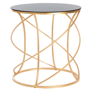 Hawthorne Collection Iron and Glass Accent Table in Gold and Black