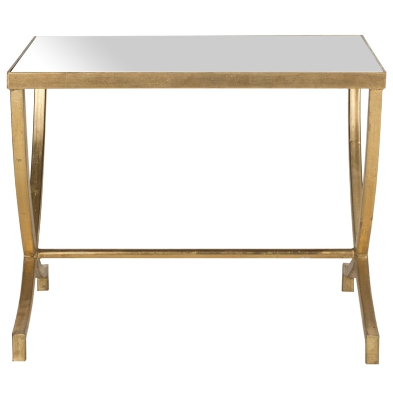 Hawthorne Collection Iron and Mirror Accent Table in Gold
