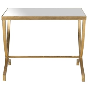 Hawthorne Collection Iron and Mirror Accent Table in Gold