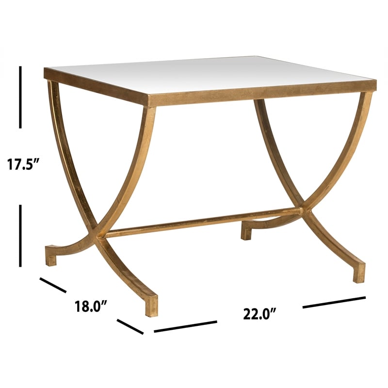 Hawthorne Collection Iron and Mirror Accent Table in Gold