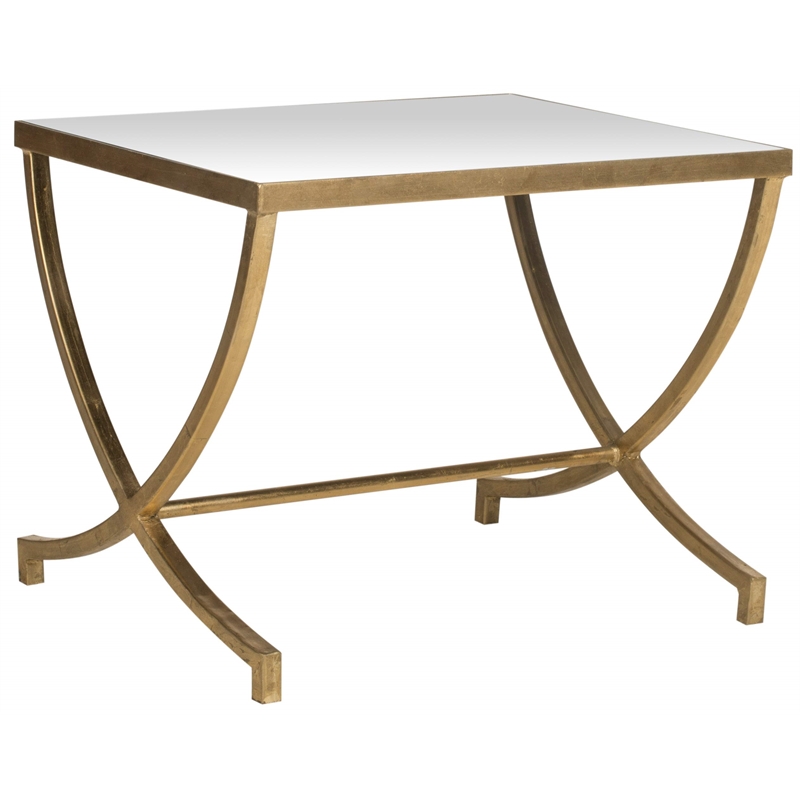 Hawthorne Collection Iron and Mirror Accent Table in Gold