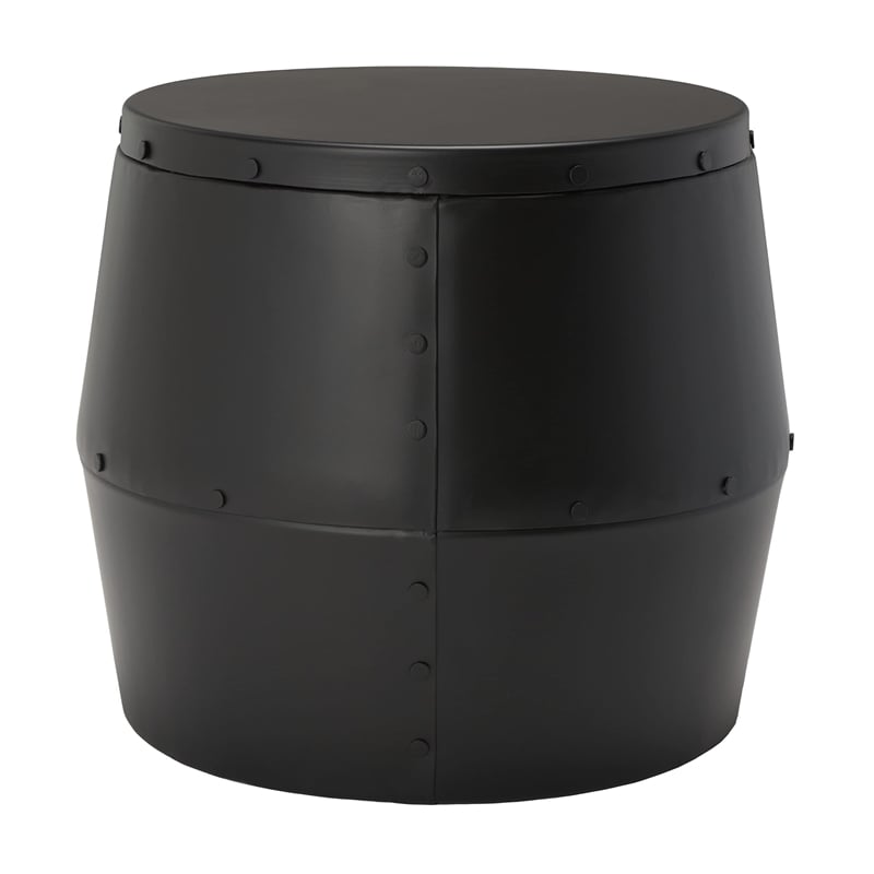 Hawthorne Collection Iron Drum Stool in Black