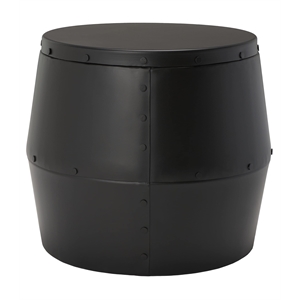 Hawthorne Collection Iron Drum Stool in Black
