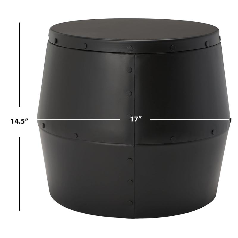 Hawthorne Collection Iron Drum Stool in Black