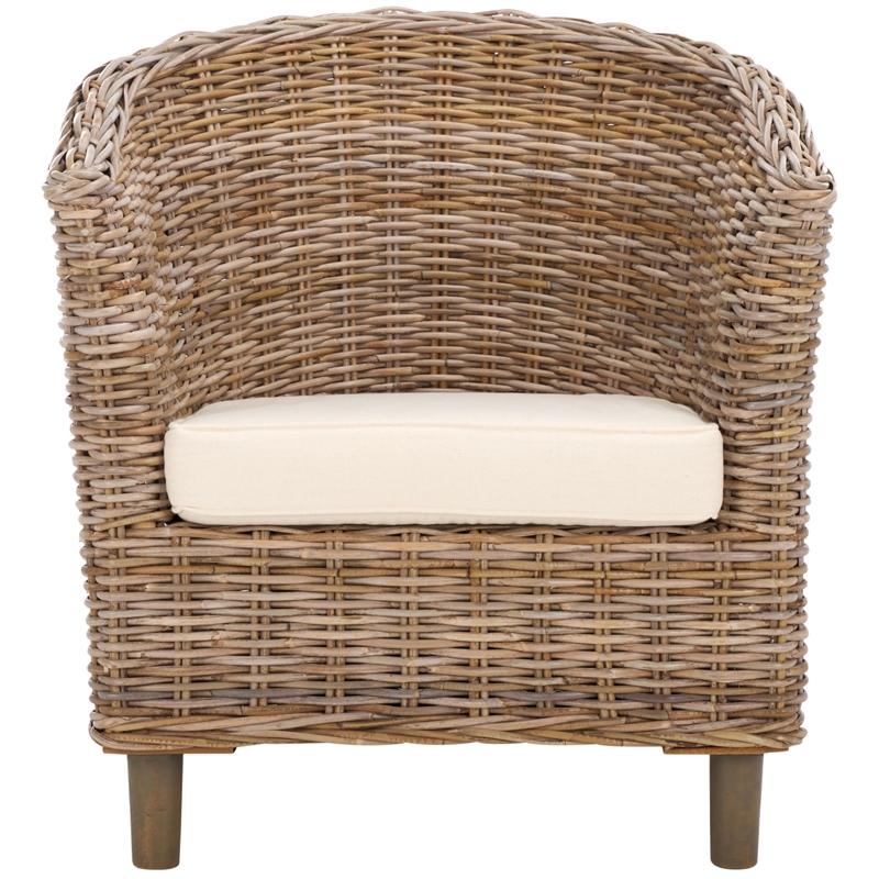 Hawthorne Collection Wicker Barrel Chair in Natural Unfinished
