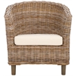 Hawthorne Collection Wicker Barrel Chair in Natural Unfinished