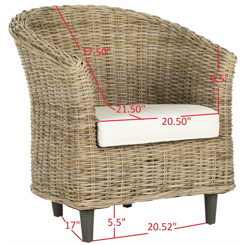 Hawthorne Collection Wicker Barrel Chair in Natural Unfinished