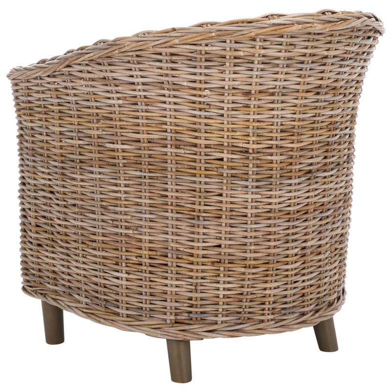 Hawthorne Collection Wicker Barrel Chair in Natural Unfinished