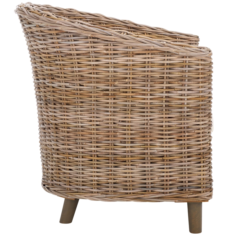 Hawthorne Collection Wicker Barrel Chair in Natural Unfinished