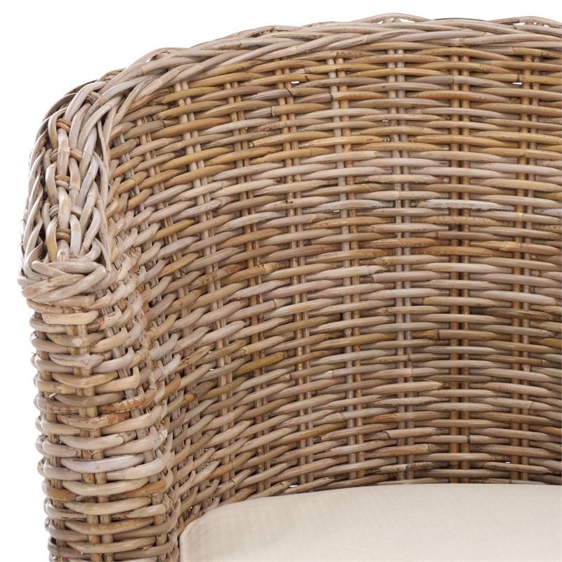 Hawthorne Collection Wicker Barrel Chair in Natural Unfinished