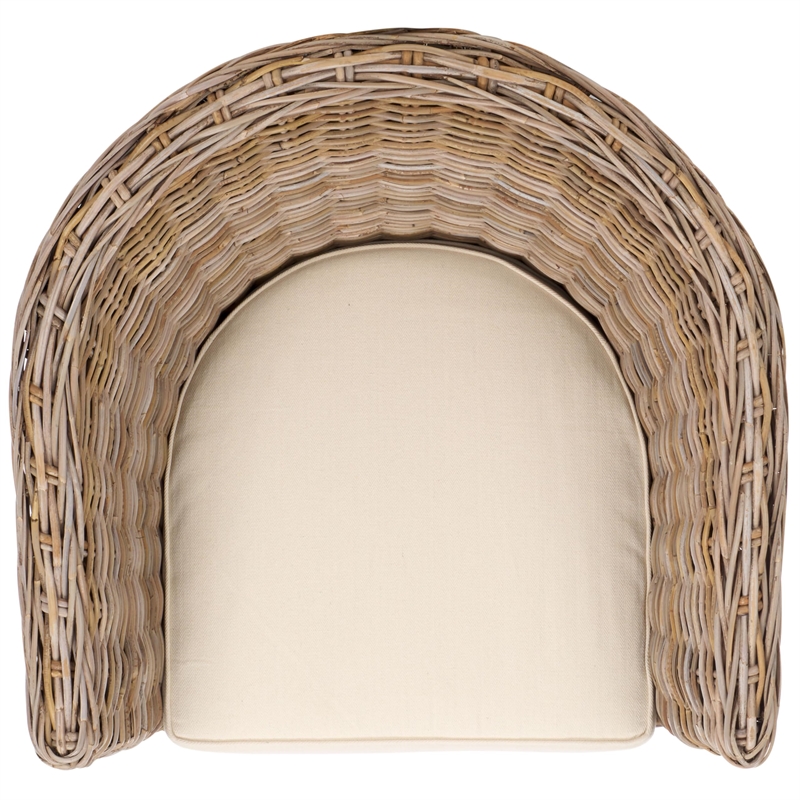 Hawthorne Collection Wicker Barrel Chair in Natural Unfinished