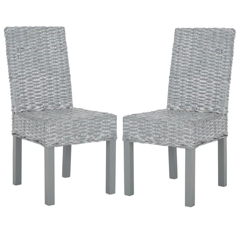 Hawthorne Collection Rattan Dining Chair in Grey White Wash (Set of 2)