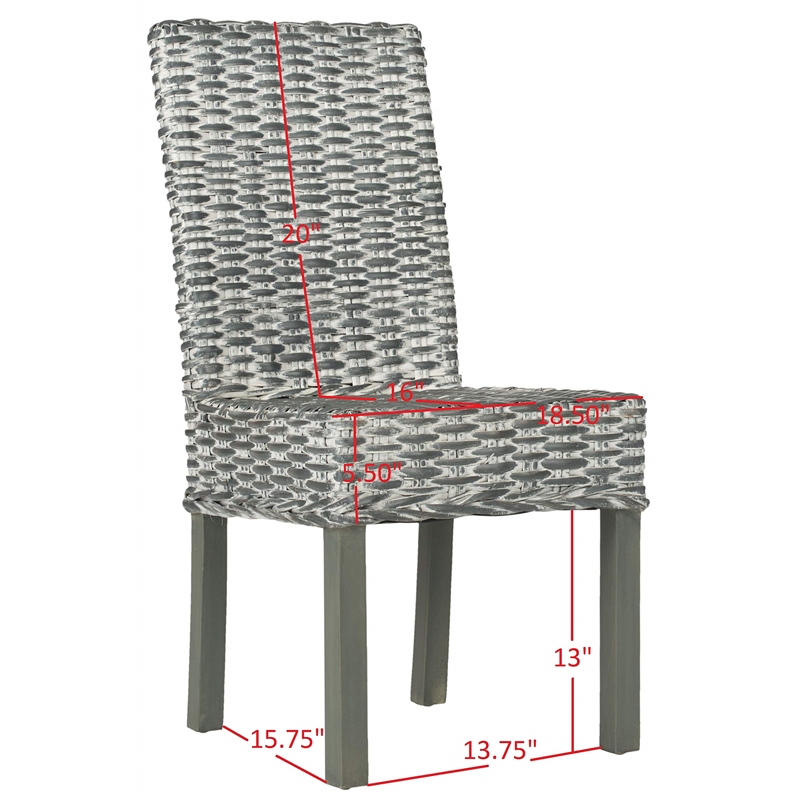 Hawthorne Collection Rattan Dining Chair in Grey White Wash (Set of 2)