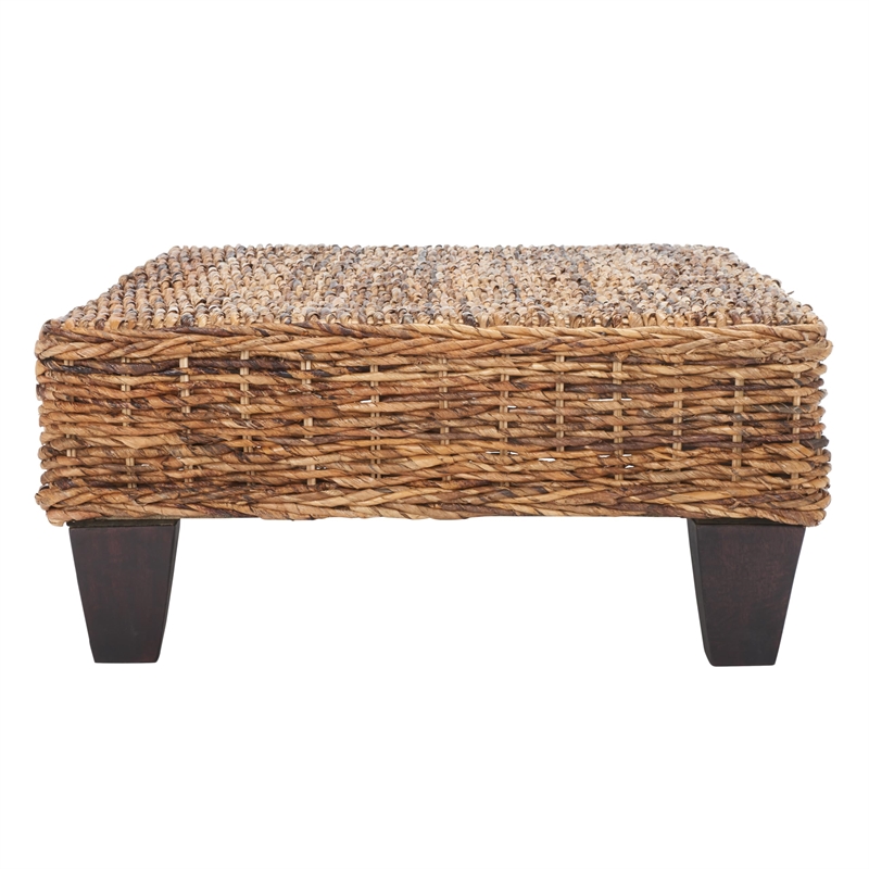 Hawthorne Collection Wicker and Wooden Bench in Natural