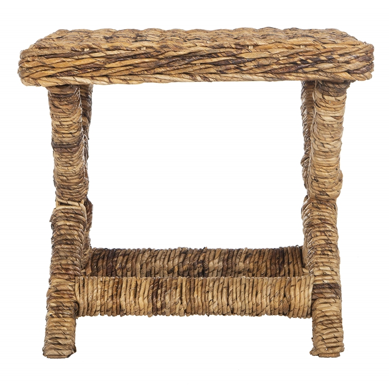 Hawthorne Collection Wicker and Wooden Bench in Natural