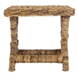 Hawthorne Collection Wicker and Wooden Bench in Natural