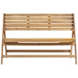 Hawthorne Collection Steel and Acacia Wood Folding Bench in Teak Color
