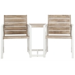 Hawthorne Collection Steel and Acacia Wood 2 Seat Bench in White and Oak