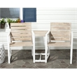 Hawthorne Collection Steel and Acacia Wood 2 Seat Bench in White and Oak
