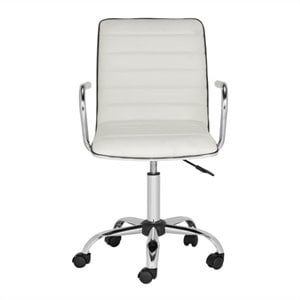 hawthorne collection chrome steel desk office chair in white