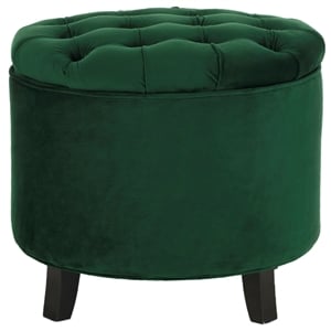 Hawthorne Collection Oak Tufted Storage Ottoman in Green