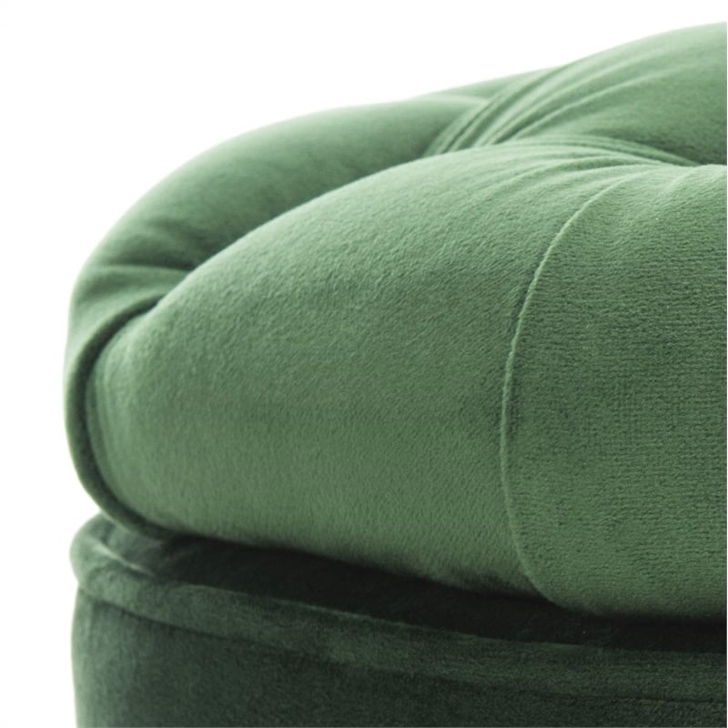 Hawthorne Collection Oak Tufted Storage Ottoman in Green