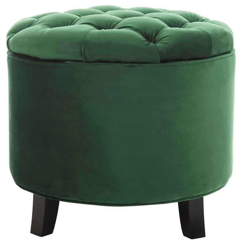 Hawthorne Collection Oak Tufted Storage Ottoman in Green