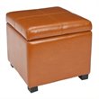 Hawthorne Collection Beech Wood Leather Storage Ottoman in Saddle