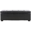 Hawthorne Collection Large Tufted Leather Storage Bench in Black
