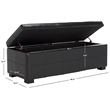 Hawthorne Collection Large Tufted Leather Storage Bench in Black