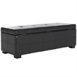 Hawthorne Collection Large Tufted Leather Storage Bench in Black