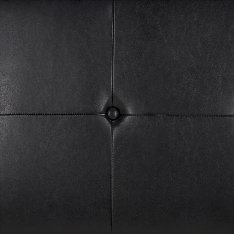 Hawthorne Collection Large Tufted Leather Storage Bench in Black