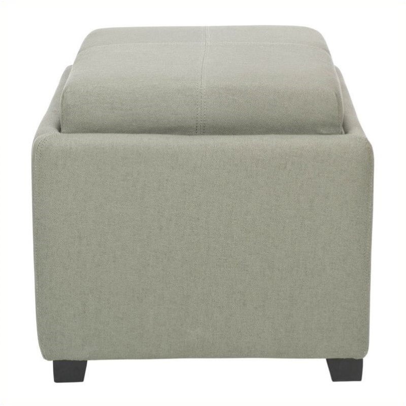 Hawthorne Collection Birch Wood Linen Tray Ottoman in Grey