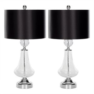 Hawthorne Collection Crackle Glass Table Lamp in Black (Set of 2)