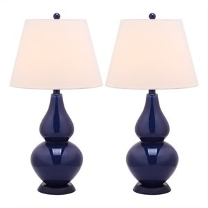 hawthorne collection glass double gourd lamp in navy (set of 2)