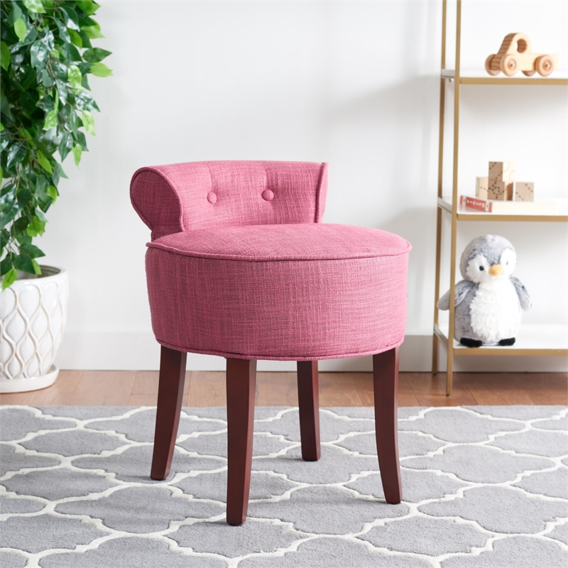 Hawthorne Collection Birch Wood Vanity Stool in Pink